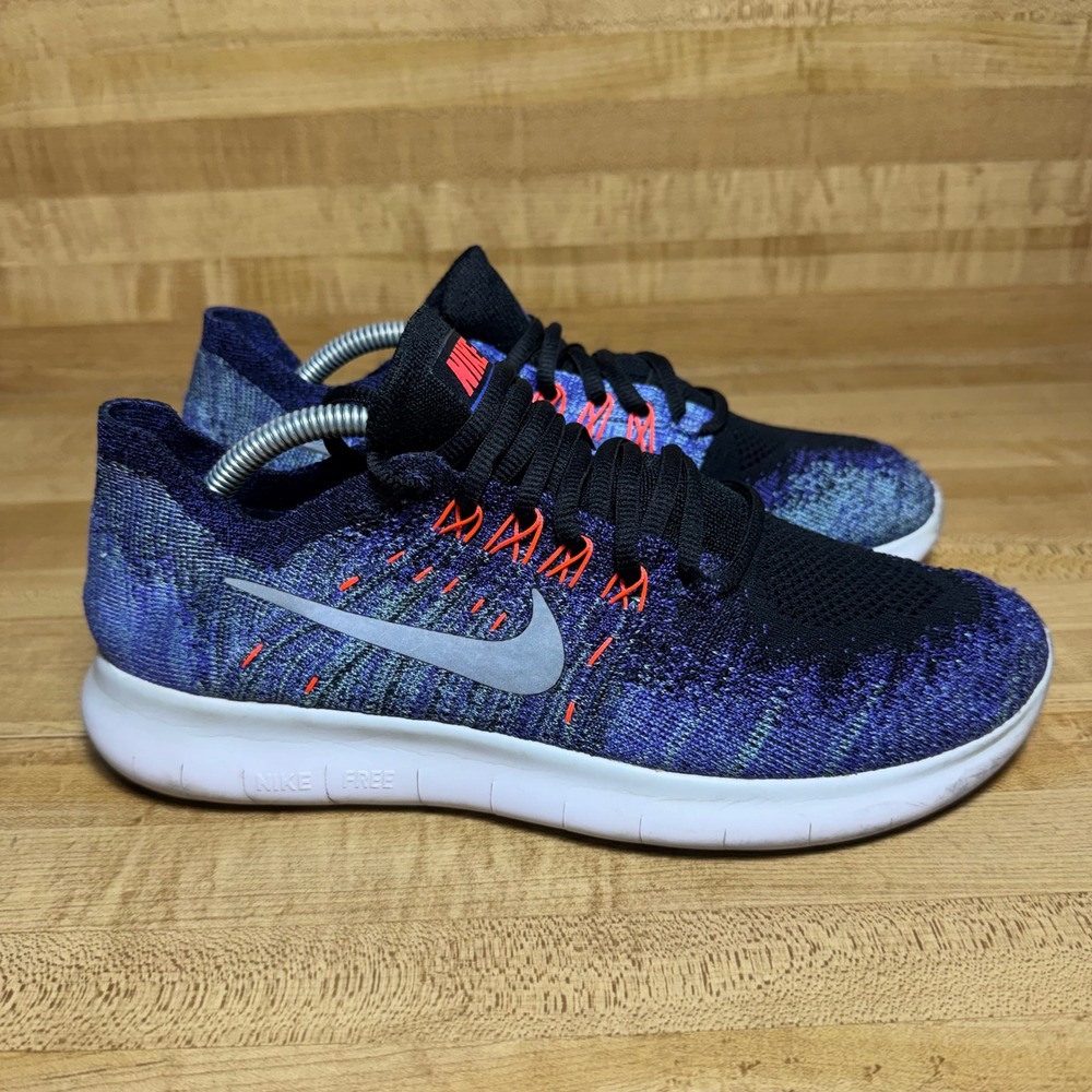 Nike Free RN Flyknit 2017 Womens Running Shoes Blue Black 880844-005 Size 8
